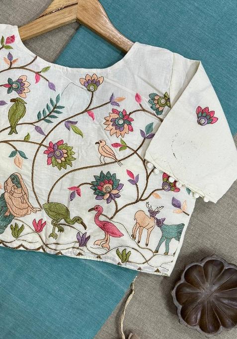 Pista Handloom Khadi Cotton Silk Saree Set