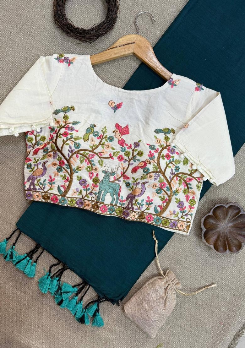 Rama Handloom Khadi Cotton Silk Saree Set - Indya