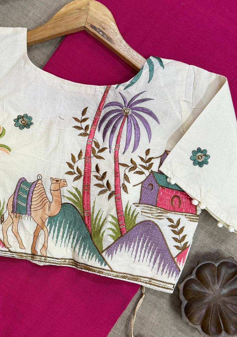 Rani Handloom Khadi Cotton Silk Saree Set - Indya