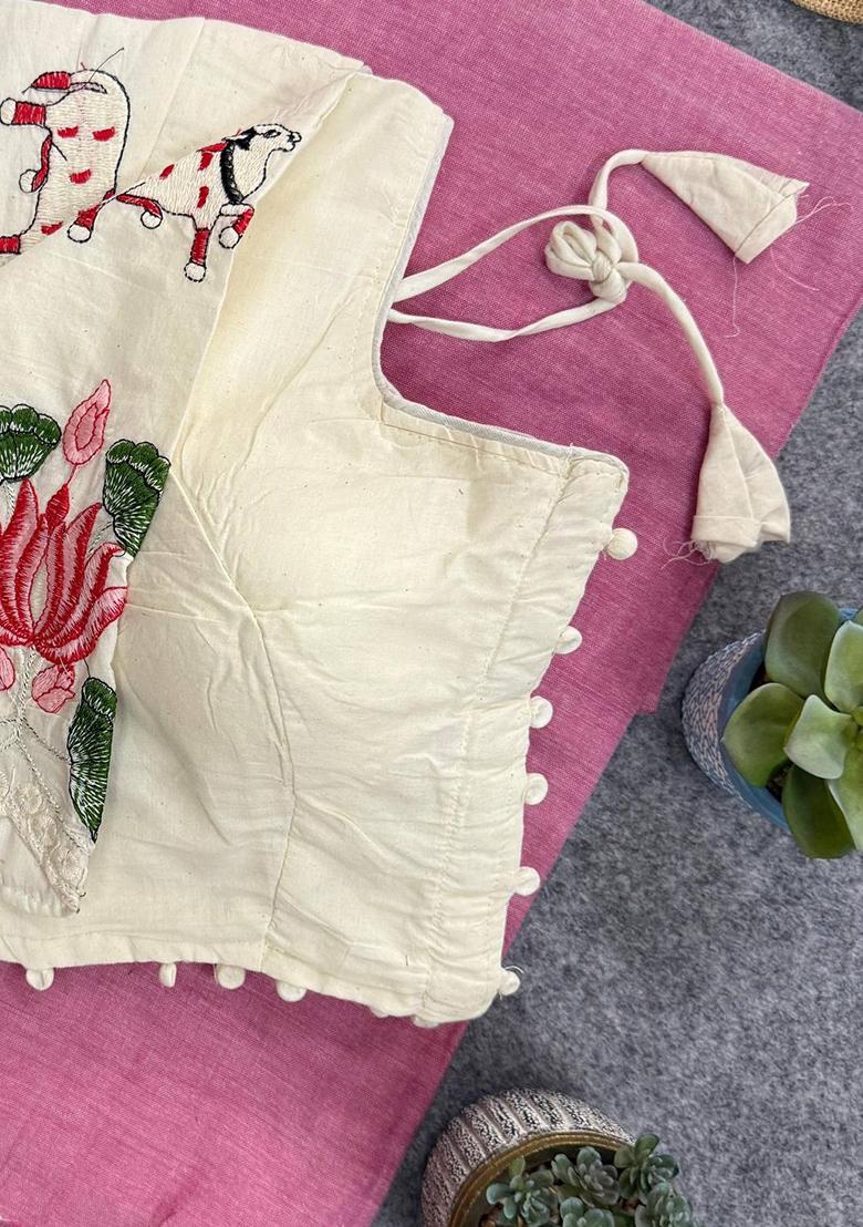 Pink Handloom Khadi Cotton Silk Saree Set