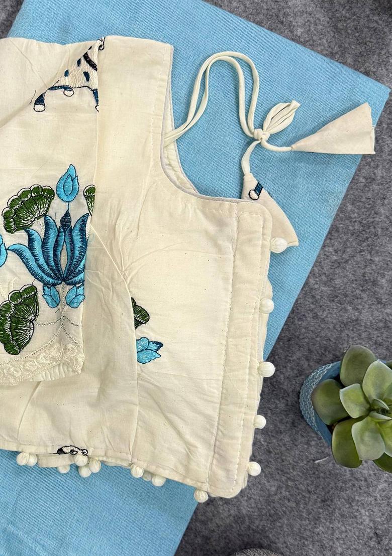 Sky Handloom Khadi Cotton Silk Saree Set - Indya