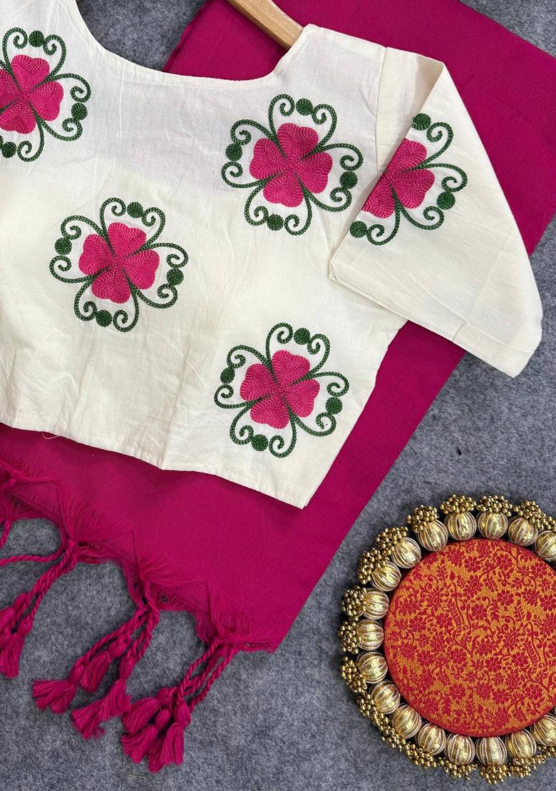 Rani Handloom Khadi Cotton Silk Saree Set - Indya