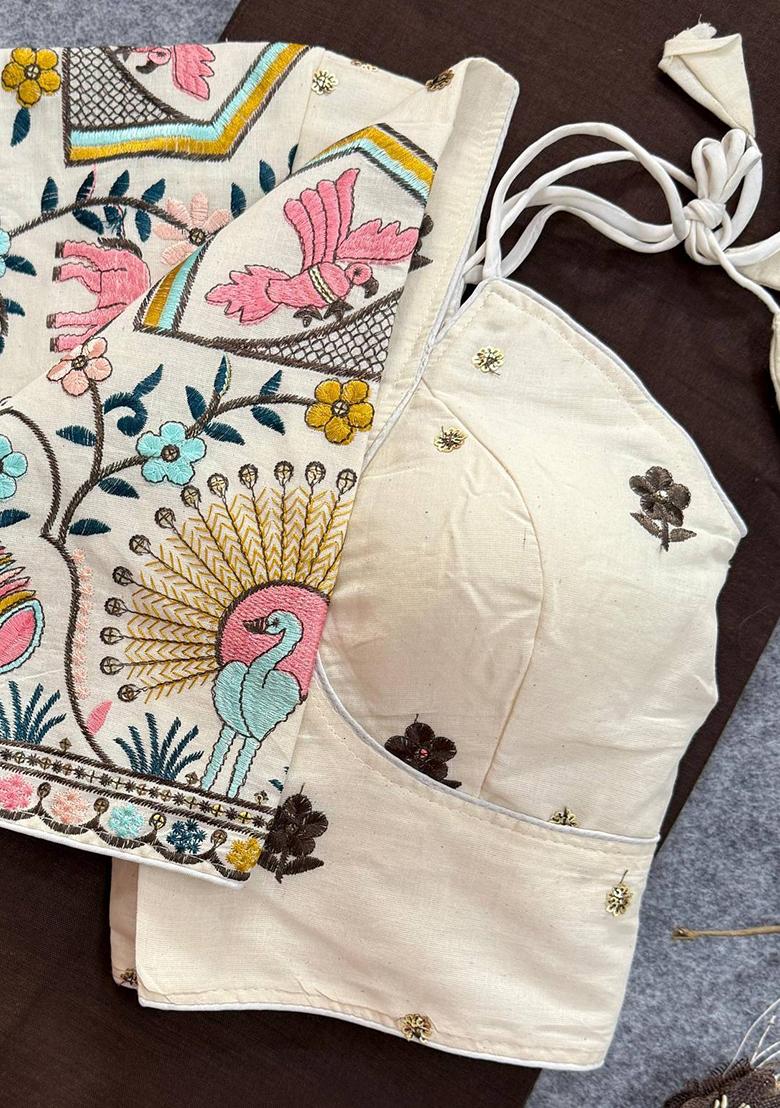 Coffee Handloom Khadi Cotton Silk Saree Set - Indya