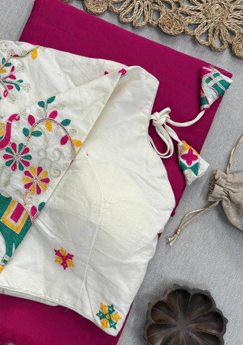 Rani Handloom Khadi Cotton Silk Saree Set - Indya