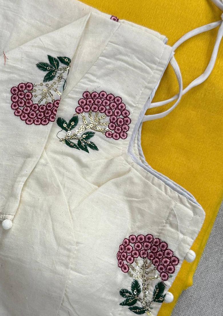 Yellow Handloom Khadi Cotton Silk Saree Set - Indya