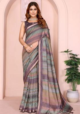 Multicolor Embroidery Chanderi Saree With Blouse