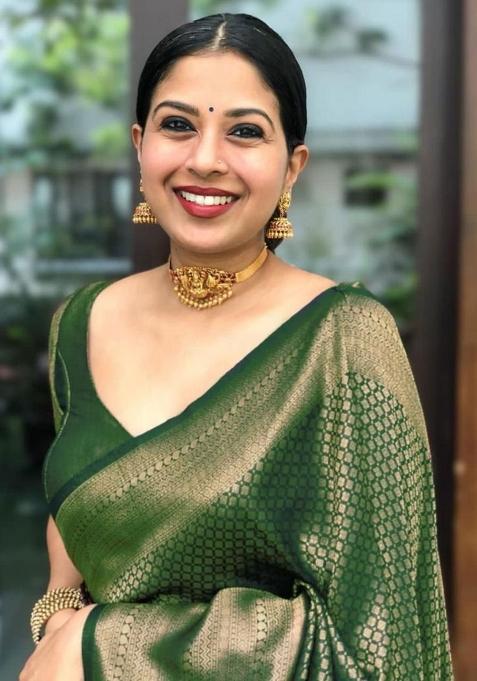 Green Embroidery Silk Saree With Blouse