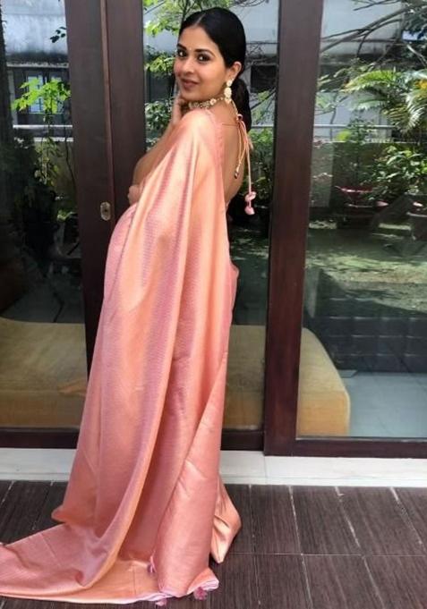 Pink Embroidery Silk Saree With Blouse