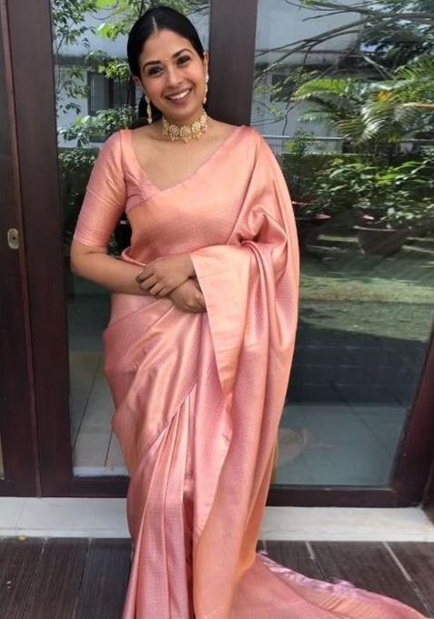 Pink Embroidery Silk Saree With Blouse