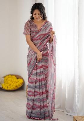 Multicolor Embroidery Georgette Saree With Blouse