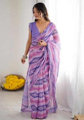 Multicolor Embroidery Georgette Saree With Blouse