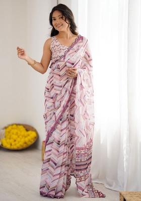 Multicolor Embroidery Georgette Saree With Blouse