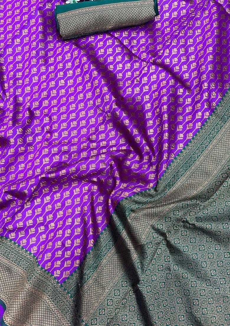 Wine Embroidery Silk Saree With Blouse - Indya