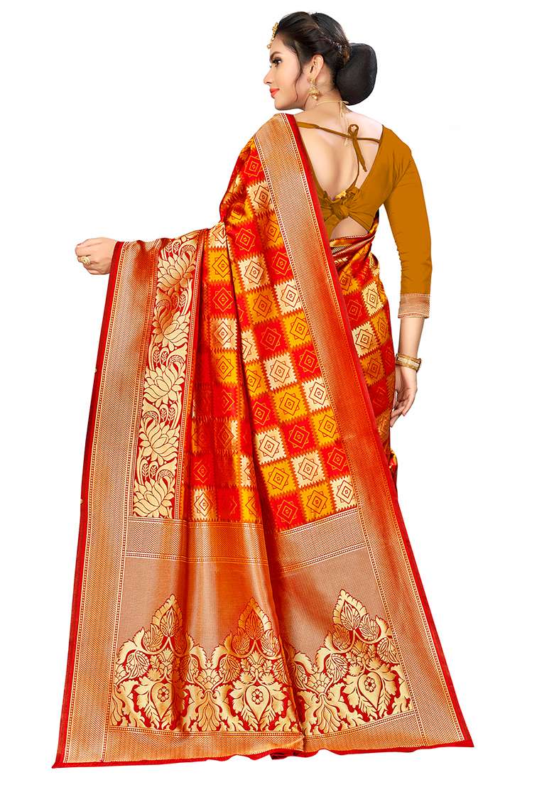 Multicolor Embroidered Silk Blend Saree Set for Diwali and Festive Wear - Indya