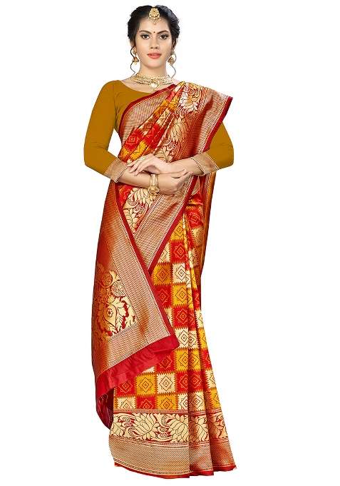 Multicolor Embroidered Silk Blend Saree Set for Diwali and Festive Wear