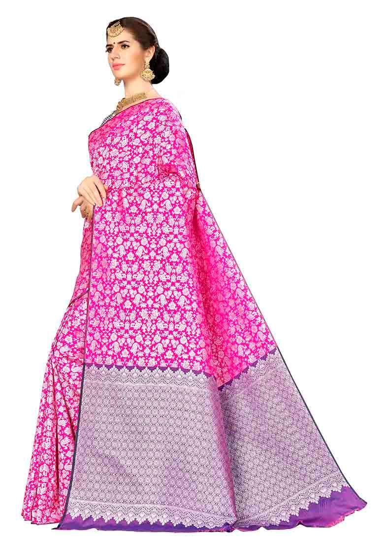 Multicolor Embroidered Silk Blend Saree Set for Diwali and Festive Wear - Indya