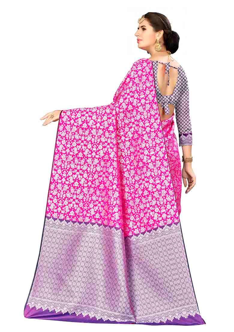Multicolor Embroidered Silk Blend Saree Set for Diwali and Festive Wear - Indya