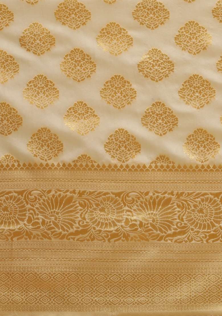 White Silk Blend Saree Set with Embroidered for Diwali | Wedding & Festive Wear - Indya