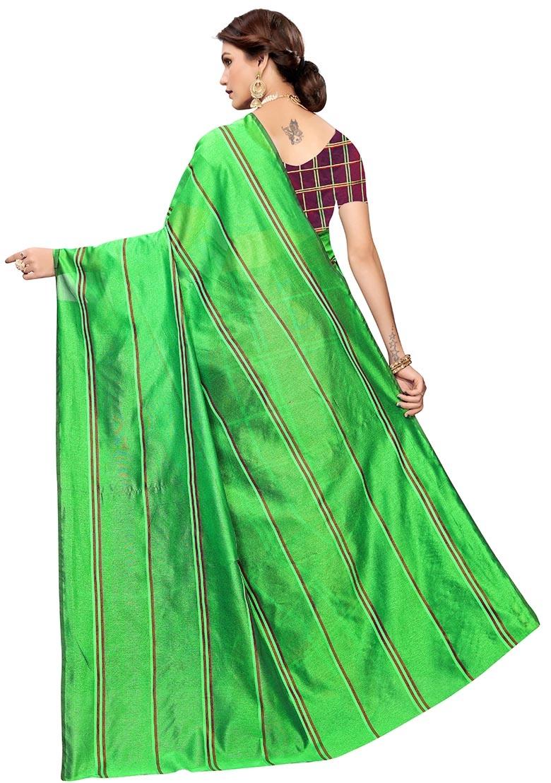 Multicolor Embroidered Cotton Blend Saree Set