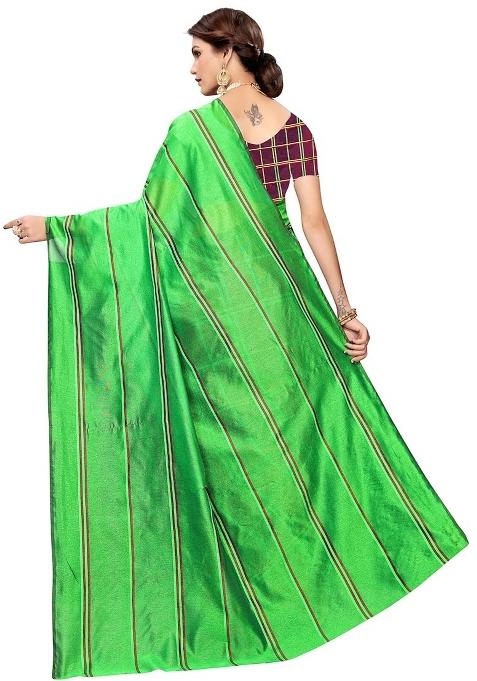 Multicolor Embroidered Cotton Blend Saree Set
