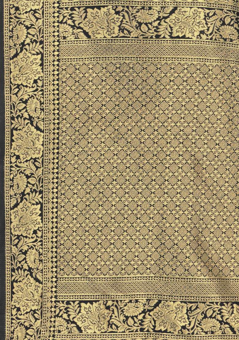 Black Silk Blend Saree Set with Embroidered for Diwali | Wedding & Festive Wear - Indya