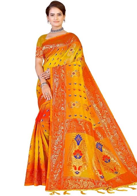 Red Embroidered Silk Saree Set