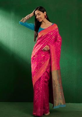 Gajari Embroidered Silk Saree Set