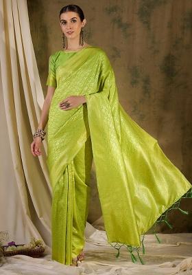 Pista Green Embroidered Silk Saree Set