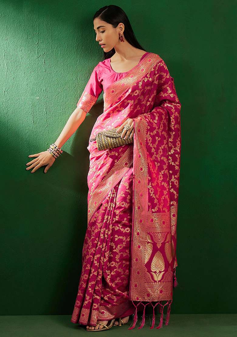 Gajari Embroidered Silk Saree Set - Indya
