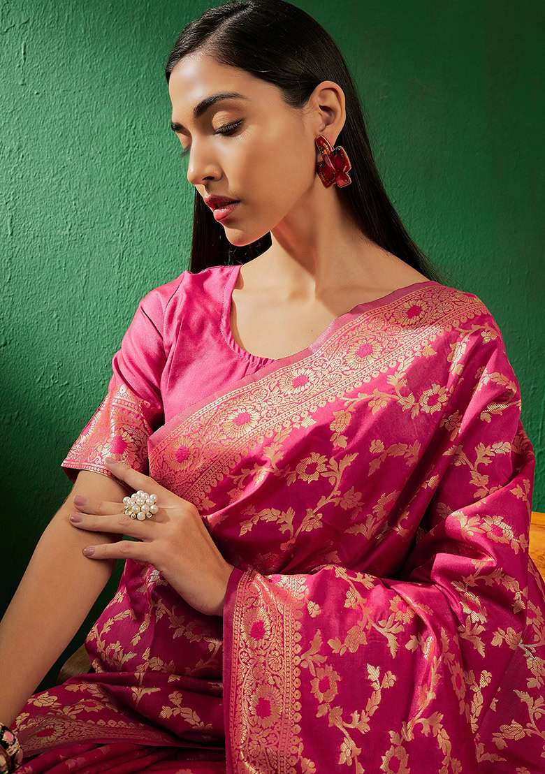 Gajari Embroidered Silk Saree Set - Indya