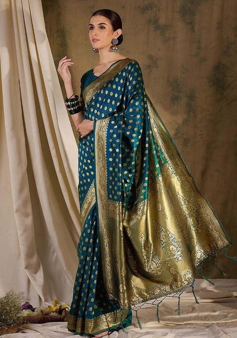 Red Embroidered Silk Saree Set