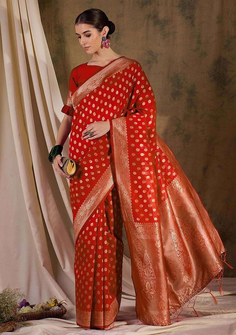 Teal Blue Embroidered Silk Blend Saree Set for Diwali and Festive Wear - Indya
