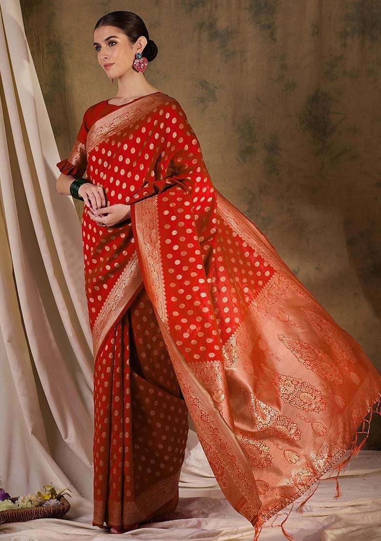 Teal Blue Embroidered Silk Blend Saree Set for Diwali and Festive Wear - Indya