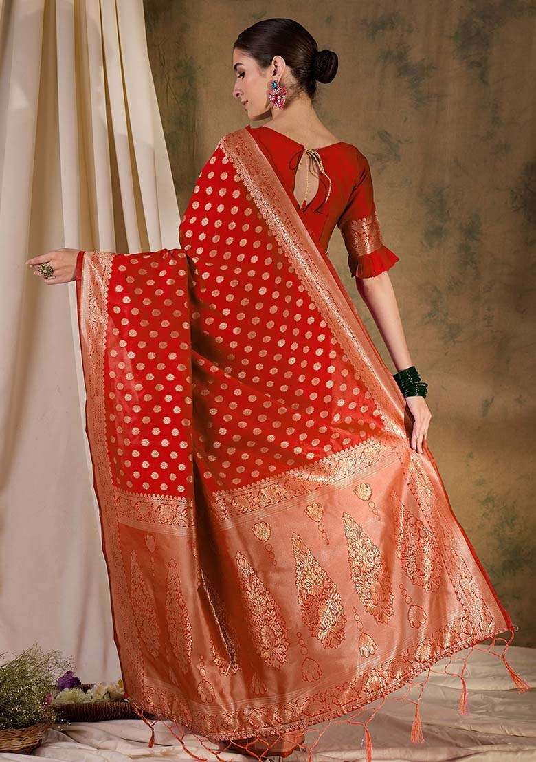 Teal Blue Embroidered Silk Blend Saree Set for Diwali and Festive Wear - Indya