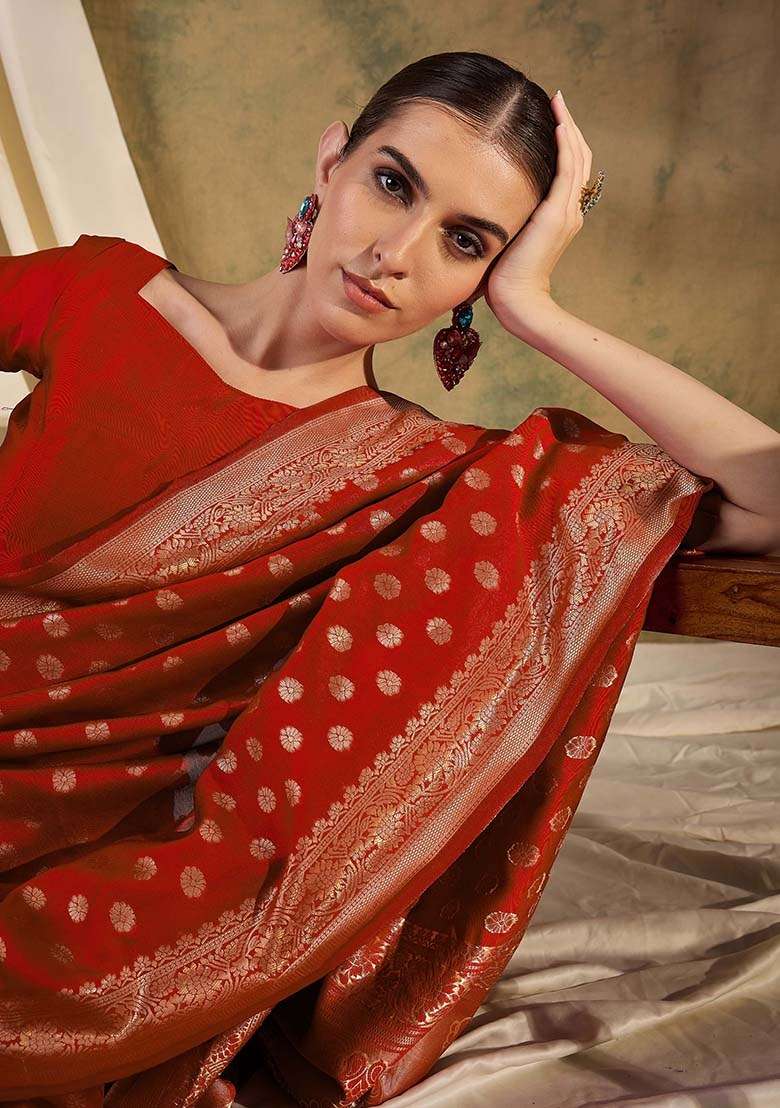 Teal Blue Embroidered Silk Blend Saree Set for Diwali and Festive Wear - Indya