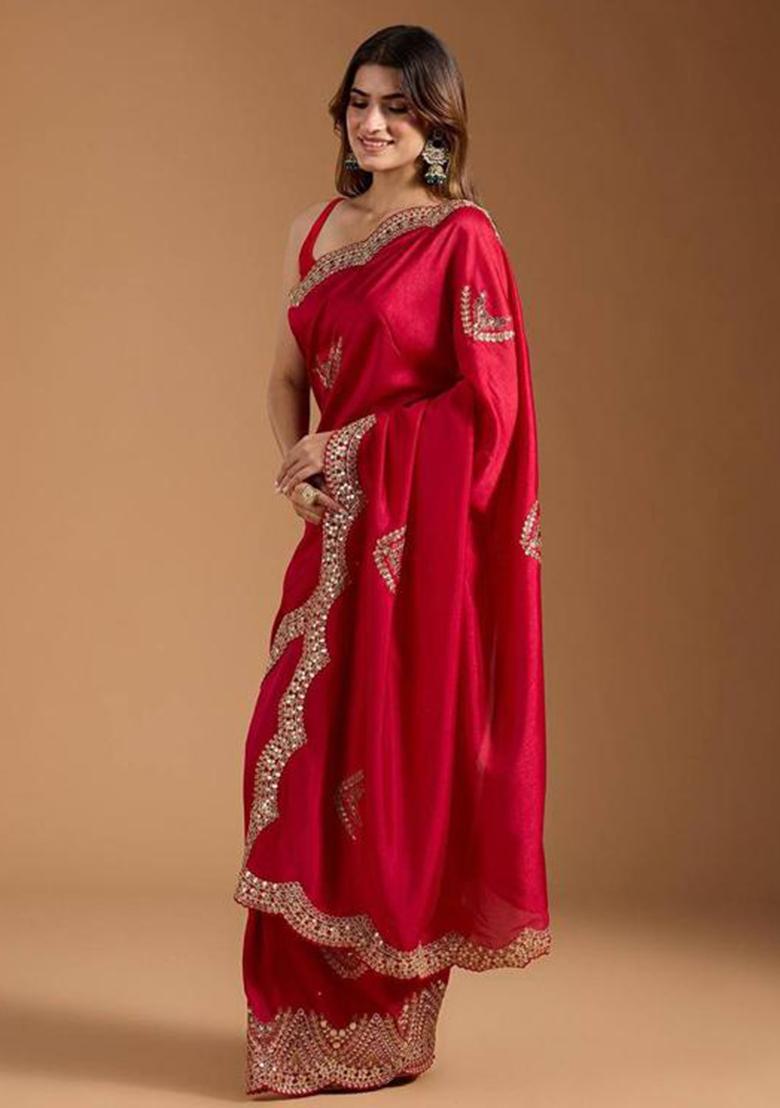 Cherry Printed Blended Saree Set - Indya