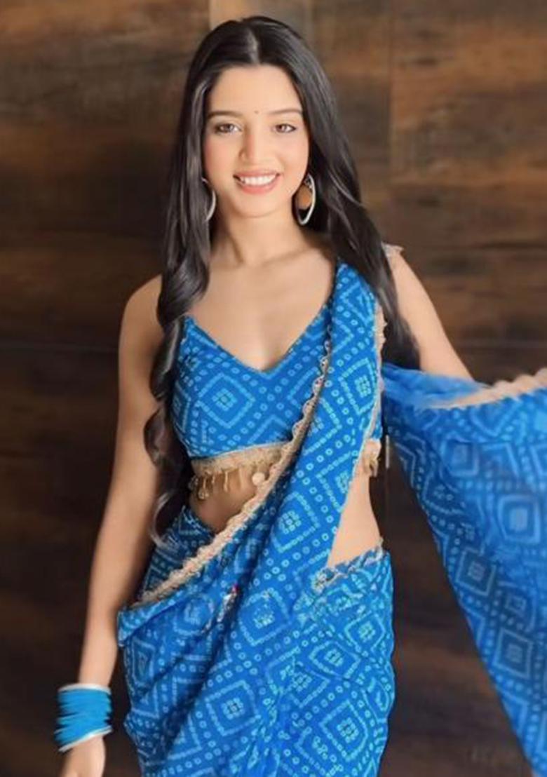 Multicolor Printed Blended Saree Set - Indya