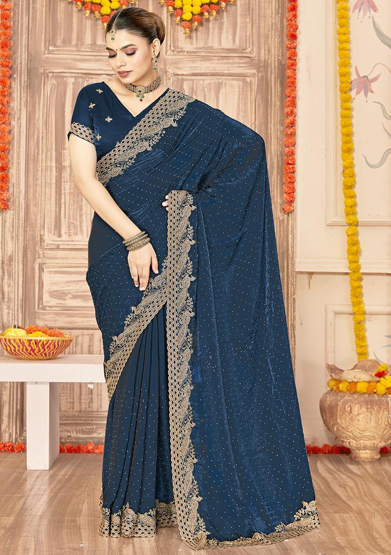 Morpeach Embroidered Silk Saree Set