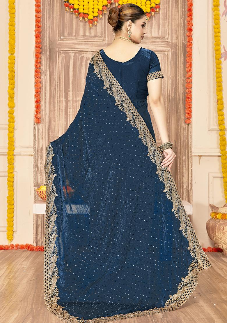 Morpeach Embroidered Silk Saree Set - Indya