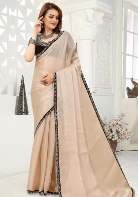 Chiku Embroidered Silk Saree Set