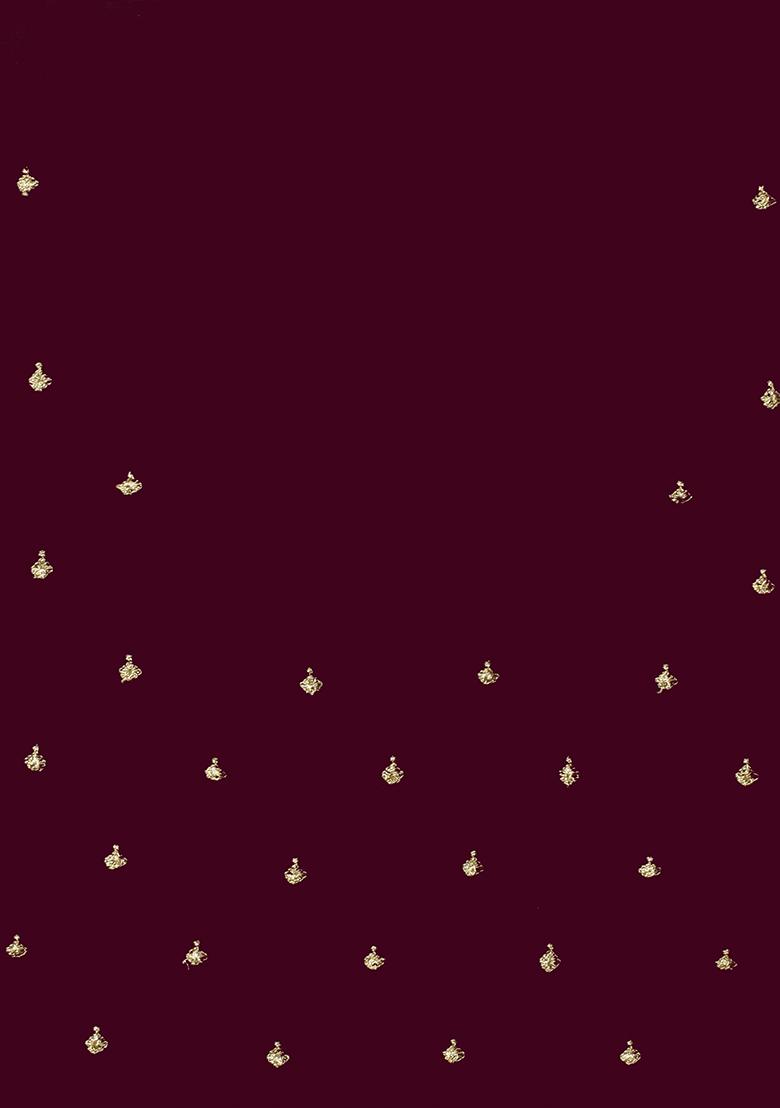 Wine Embroidered Silk Saree Set