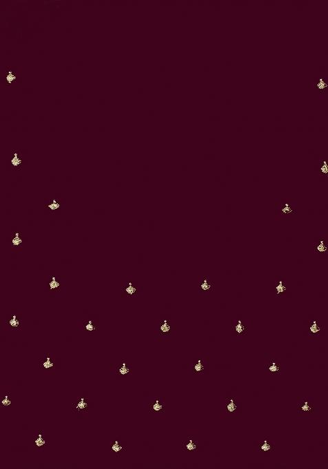 Wine Embroidered Silk Saree Set