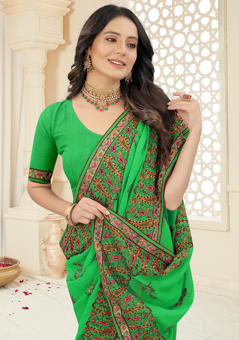 Perrot Embroidered Georgette Saree Set - Indya