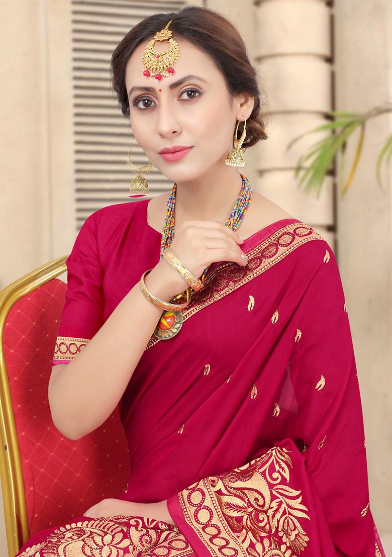 Rani Embroidered Silk Saree Set - Indya