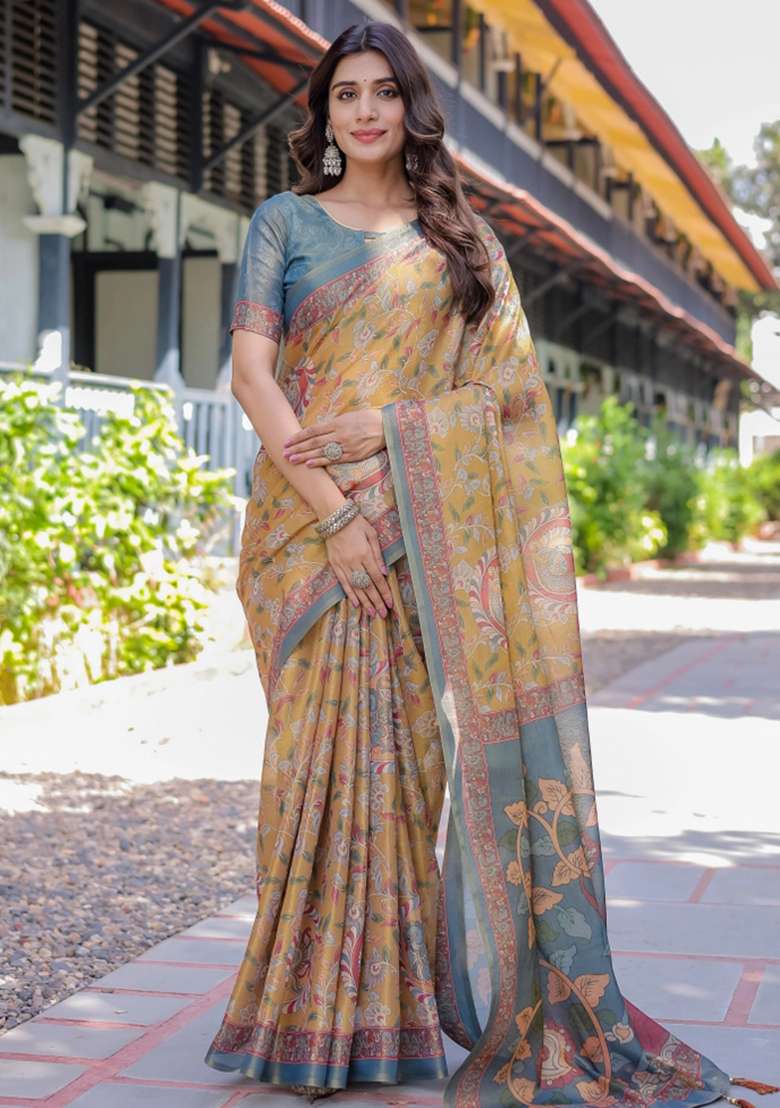 Maroon Printed Cotton Saree Set - Indya