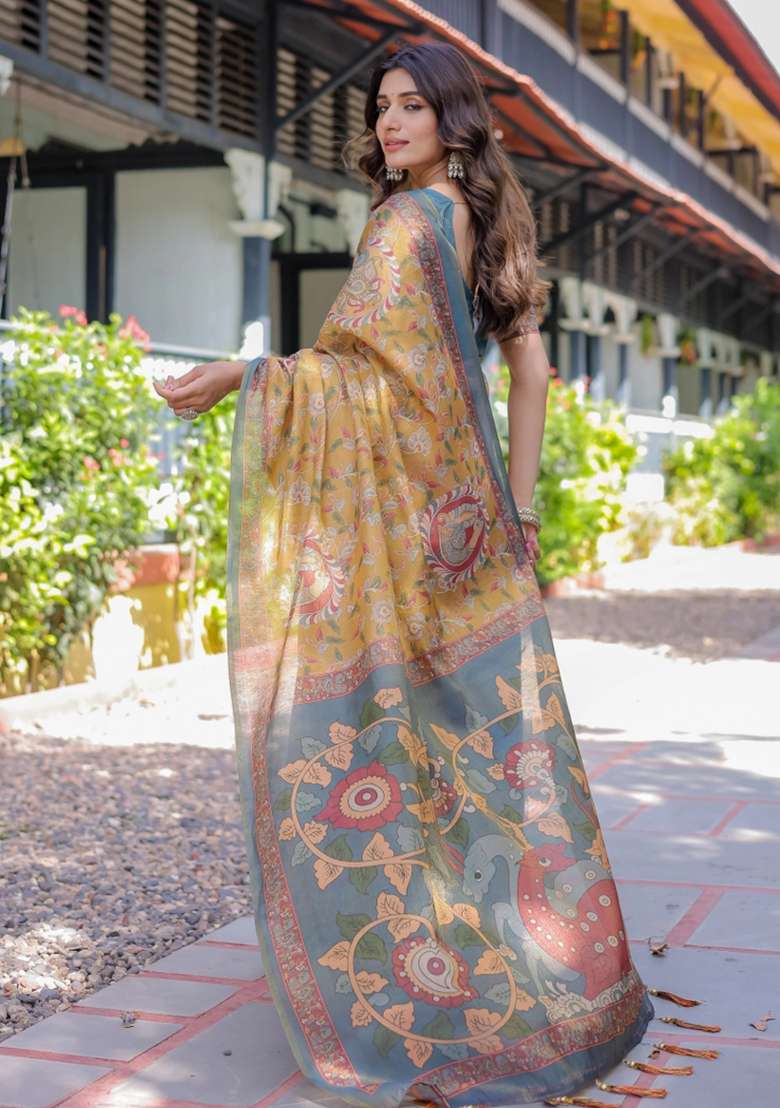 Maroon Printed Cotton Saree Set - Indya