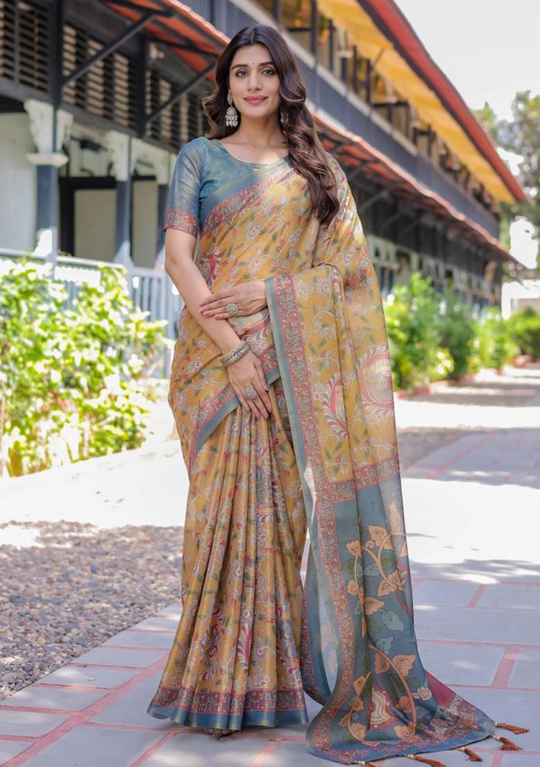 Maroon Printed Cotton Saree Set - Indya