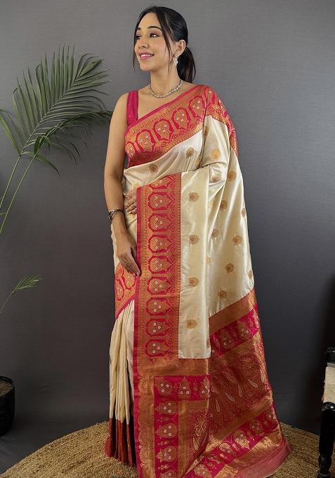 Red Embroidered Silk Saree Set