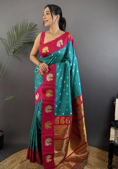 Light Brown Embroidered Silk Saree Set