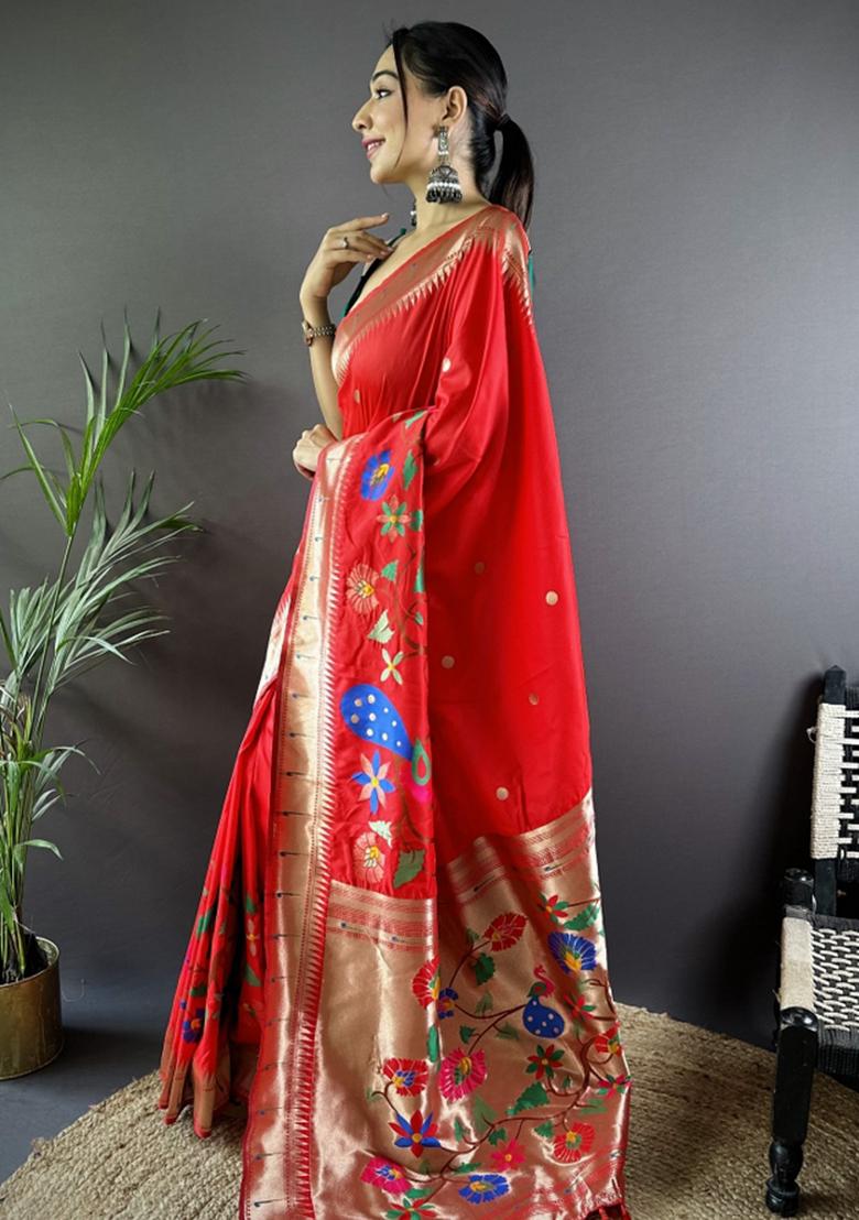 Green Embroidered Silk Saree Set